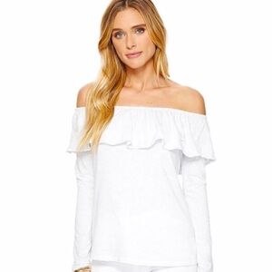 Lilly Pulitzer Augustus Off Shoulder White Ruffle Top XXS